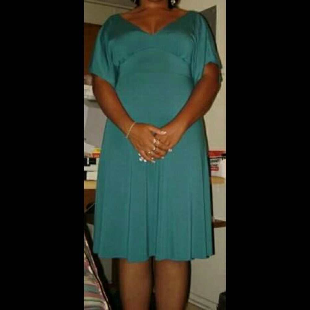Teal V-Neck Dress